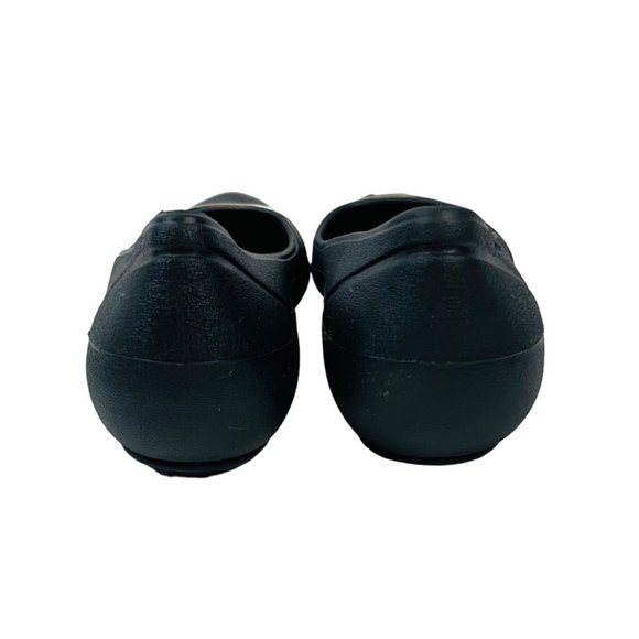 Crocs Slip On Ballet Flats Shoes Size 8 Matte Black Mirror Cap Toe Comfort - Picture 6 of 12